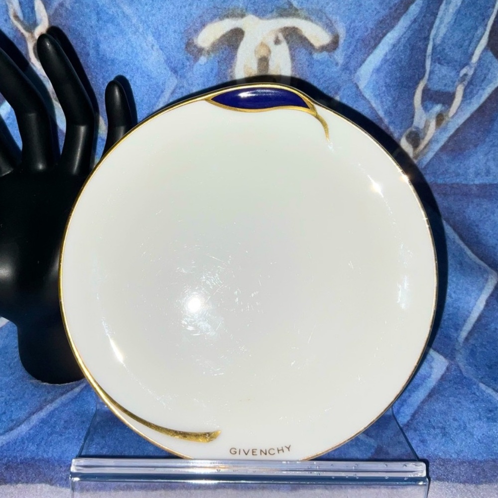 GIVENCHY Porcelain Bone China Plate White/Blue/Gold 6” Decorative Plate